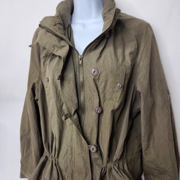 Francescas Alya Women's Size XL Utility Jacket Green Hooded - Picture 2 of 10